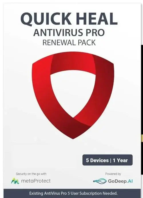 Renew, Quick Heal, Antivirus Pro, 5 PC 1 Year