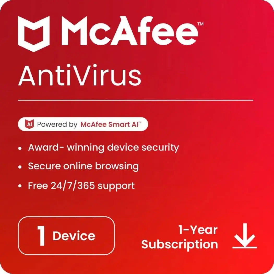 Mcafee, Antivirus, 1 PC, 1 Year, Instant Email Delivery