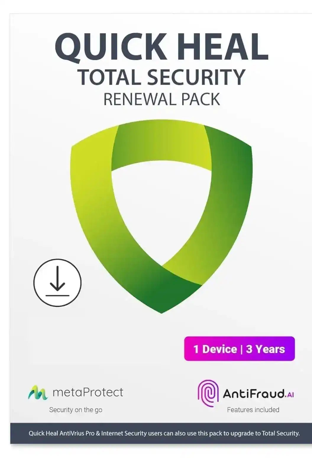 Renewal, Quick Heal Total Security, 1 User, 3 Year, Instant Email Delivery