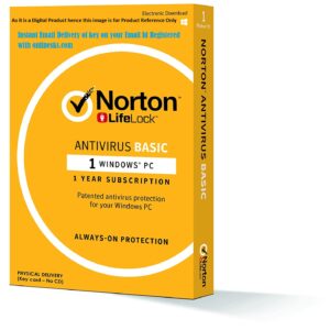 Norton AntiVirus Basic 1 PC 1 Year Latest version ( Instant Email Delivery of Key ) No CD Only Key