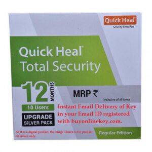 Renewal Key of Quick Heal Total Security 10 PC 1 Year (Instant Email Delivery of Key) No CD