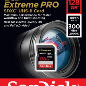 SanDisk 128 GB Extreme Pro Class 10 UHS-II SDXC Memory Card 300 MB/s