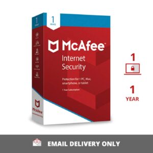 Mcafee Internet Security 1 User 1 Year Instant Email Delivery of Key No CD
