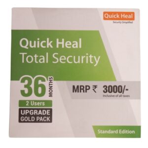 Renew Quick Heal Total Security 2 PC 3 Year Upgrade Pack (CD/DVD)