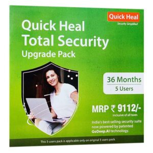 Renewal, Quick Heal, Total Security, 5 User, 3 Year, Upgrade Pack (CD/DVD)