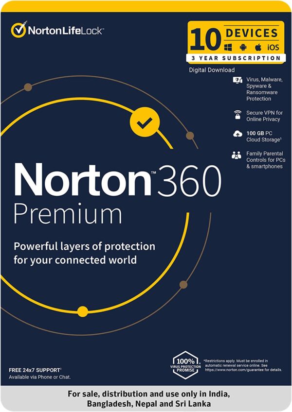 Norton, 360 Premium, 10 Devices 3 Year, Total Security