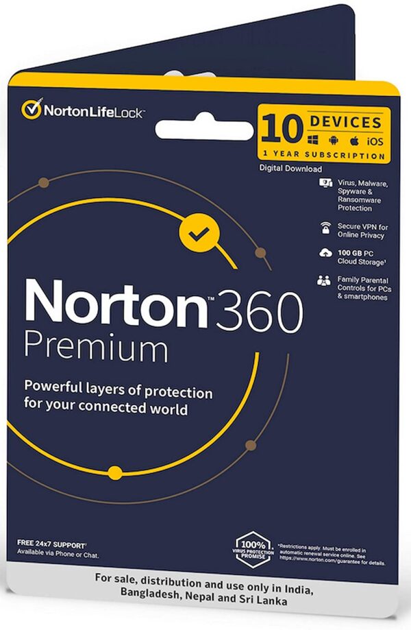 Norton, 360 Premium, 10 Devices 1 Year, Total Security