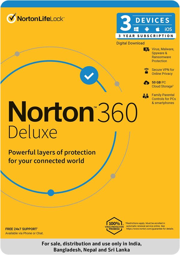 Norton, 360 Deluxe, 3 Devices 3 Year, Total Security