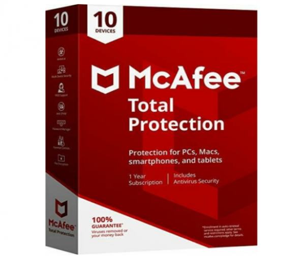 McAfee, Total Protection, 10 User, 1 Year, Single Key