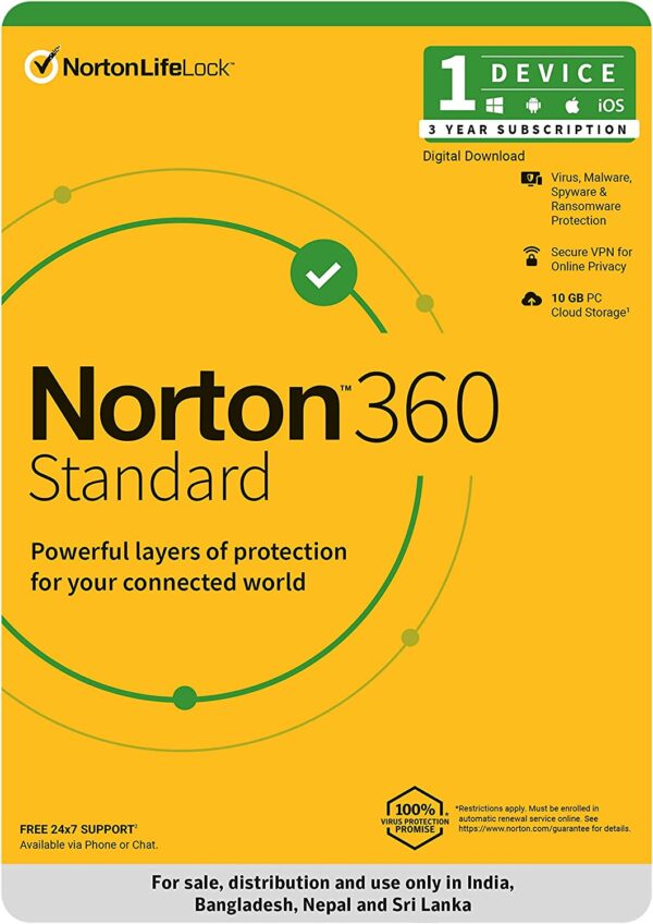 Norton, 360 Standard, 1 User 3 Year, Total Security