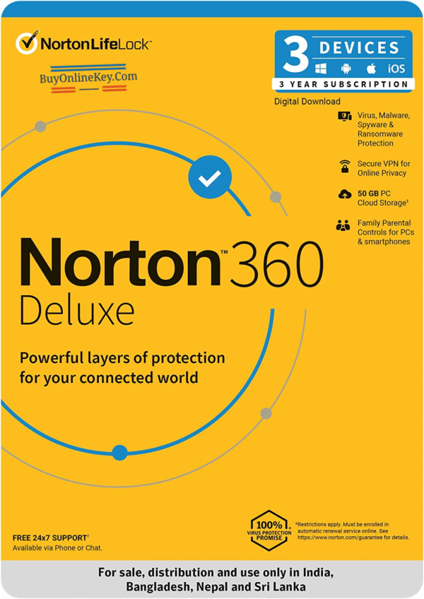 Norton, 360 Deluxe, 3 Devices 3 Year, Total Security