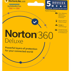 Norton, 360 Deluxe, 5 Devices 1 Year, Total Security